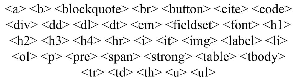 Important HTML Tags
