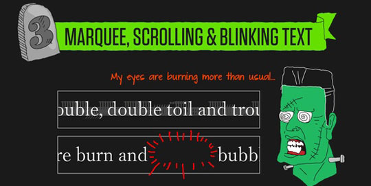 Marquee, Scrolling and Blinking Text on the landing page