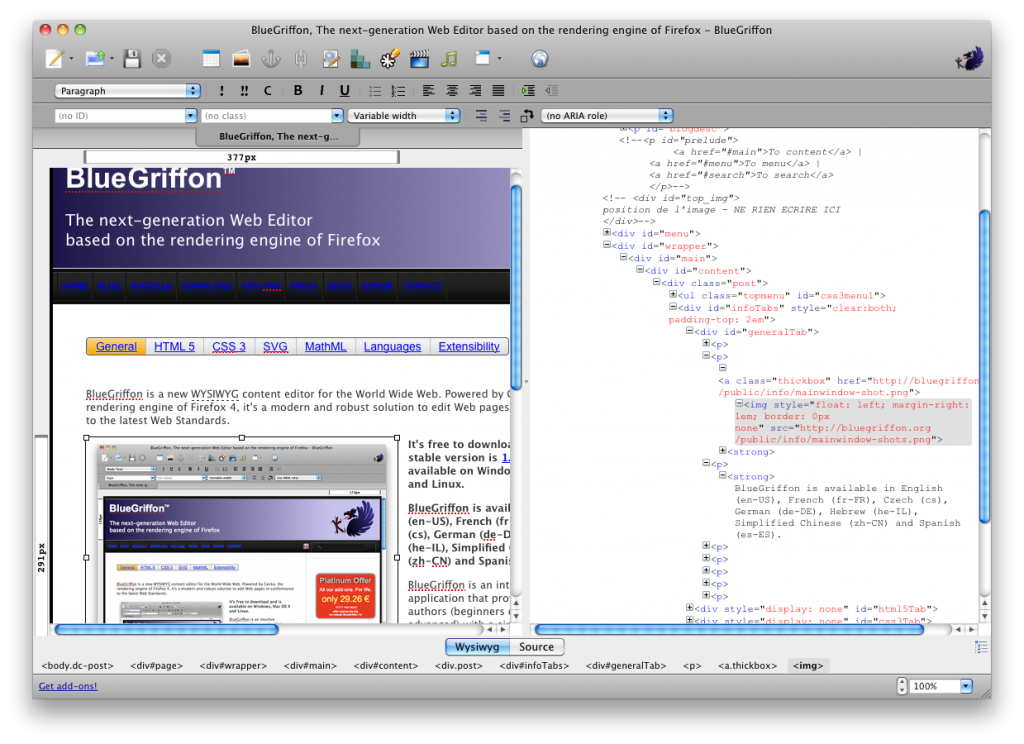 bluegriffon php bluegriffon php