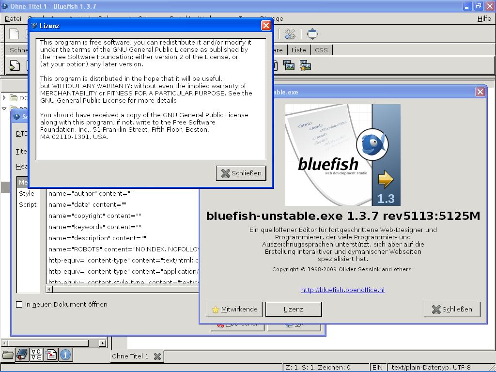 Bluefish HTML editor