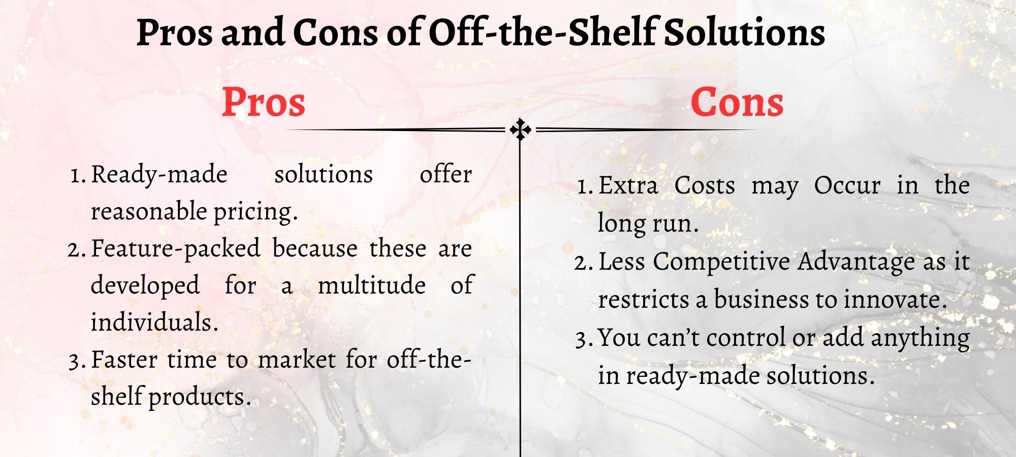 Pros and Cons of Off-the-Shelf Solutions