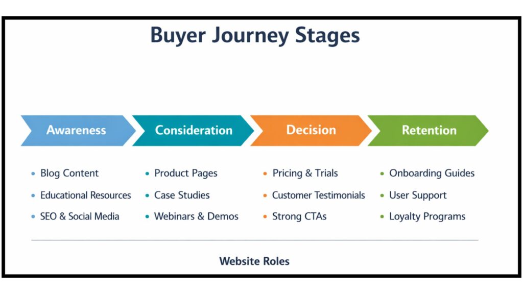 Website role in buyer journey stage Website role in buyer journey stage
